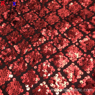 Cetakan Sublim Kain Sequin Merah Multifungsi 5mm